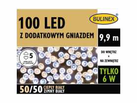 Lampki LED z dodatkowym gniazdem 9,9 m biały ciepły/zimny 100 lampek BULINEX