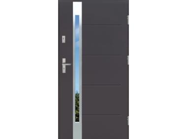 Zdjęcie: Drzwi zewnętrzne stalowo-drewniane Disting Nicolo 12B Antracyt 90 cm prawe KR CENTER
