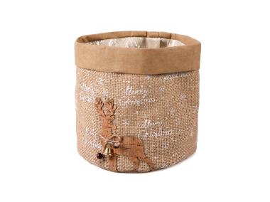Zdjęcie: Osłonka jutowa z reniferem 15x15x15 cm TIN TOURS
