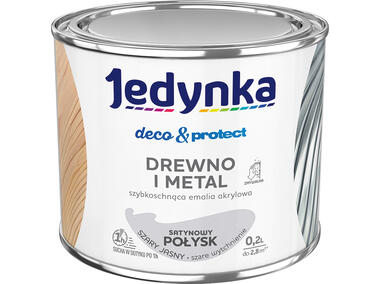 Emalia akrylowa Deco&Protect drewno i metal satynowy połysk szary jasny 0,2 L JEDYNKA