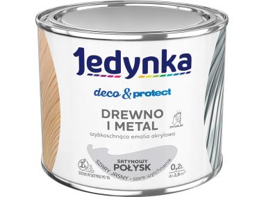 Zdjęcie: Emalia akrylowa Deco&Protect drewno i metal satynowy połysk szary jasny 0,2 L JEDYNKA