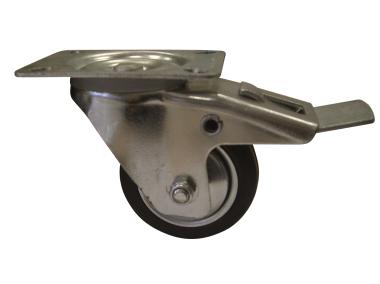 Zdjęcie: Kółka przemysłowe gumowe obrotowe z hamulcem 100x30 mm, 70 kg HSI