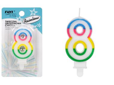 Zdjęcie: Świeczka urodzinowa Cyferka 8 Rainbow DECOR