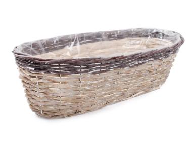 Zdjęcie: Balkonówka doniczka wiklinowa do obsadzania kwiatami 46x21x15 cm brąz TIN TOURS