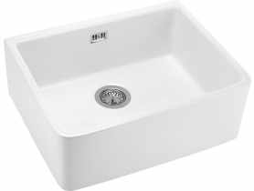 Zlewozmywak Sabor ceramiczny z kołnierzem biały 1K B/O 595x475x220 + space saver DEANTE
