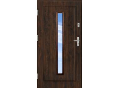 Zdjęcie: Drzwi zewnętrzne stalowo-drewniane Disting Mario 04 Orzech 90 cm lewe zamek listwowy KR CENTER