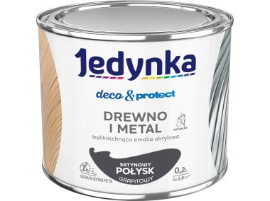 Zdjęcie: Emalia akrylowa Deco&Protect drewno i metal satynowy połysk grafitowy 0,2 L JEDYNKA