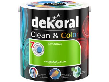 Farba satynowa Clean&Color 2,5 L tweedowa zieleń DEKORAL