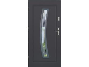 Zdjęcie: Drzwi zewnętrzne stalowo-drewniane Disting Mario 02 Antracyt 80 cm lewe KR CENTER