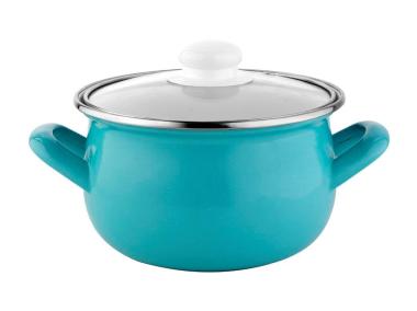 Zdjęcie: Garnek emaliowany Capri Pyza 18 cm - 2,8 L morski EMALIA PLESZEW