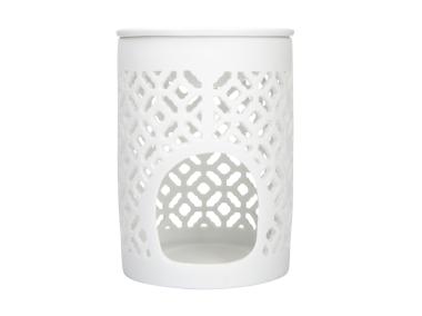 Zdjęcie: Kominek porcelanowy 8,5x8,5x11,5 cm dekoracja Romby biały matowy ALTOMDESIGN