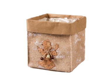 Zdjęcie: Osłonka jutowa z aniołkiem 13x13x14 cm TIN TOURS