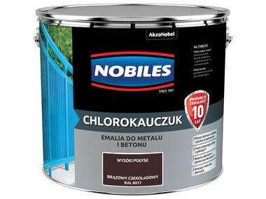 Zdjęcie: Farba emalia chlorokauczukowa 10 L brązowy czekoladowy NOBILES