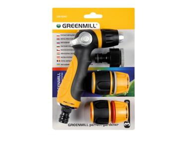 Zdjęcie: Zestaw złączek na wąż 1/2 z pistoletem na kran 3/4-1/2 GREENMILL AQUASYSTEM