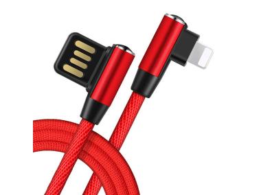 Zdjęcie: Kabel USB - lightning kątowy czerwony 1 m LB0151 LIBOX