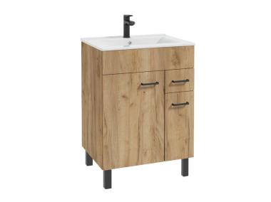 Zdjęcie: Zestaw szafka z umywalką Mea 60 cm dąb craft złoty DEFRA