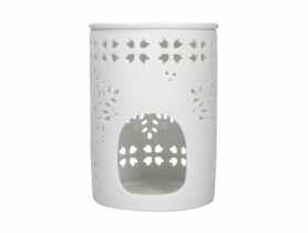 Kominek porcelanowy 8,5x8,5x11,5 dekoracja Śnieżynka biały matowy ALTOMDESIGN