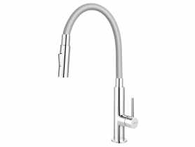 Bateria zlewozmywakowa Zumba Slim 2F srebrna elastyczna wylewka 2F, chrom FERRO