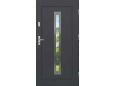 Drzwi zewnętrzne stalowo-drewniane Disting Figaro 04 Antracyt 80 cm prawe KR CENTER