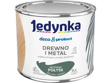 Zdjęcie: Farba do drewna i metalu Deco&Protect satynowy połysk zielony ciemny 0,2 L JEDYNKA