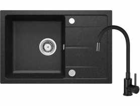 Zlewozmywak granitowy ZRD 2113 grafit, bateria N72M nero DEANTE