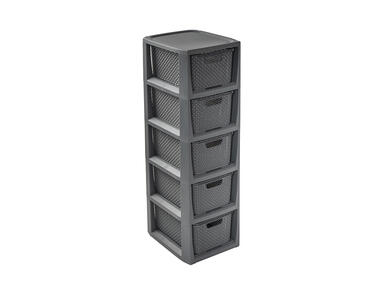 Zdjęcie: Regał rattanowy 5 szuflad 24,1x29,6x80 cm antracyt BRANQ