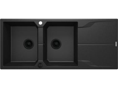 Zlewozmywak Andante grafit metalik granit 2K Z/O 1160x500x224,3,5", nero DEANTE