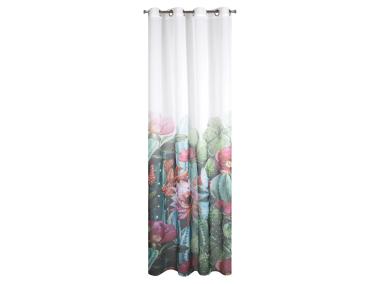 Zdjęcie: Zasłona Cammie 140x250 cm biało-zielona na przelotkach EUROFIRANY
