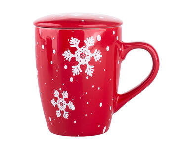 Zdjęcie: Kubek Merry Christmas 300 ml z zaparzaczem i pokrywką w opasce Pvc ALTOMDESIGN