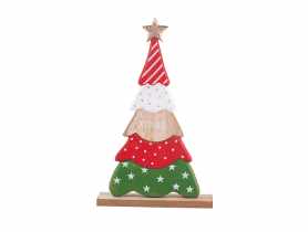 Figurka drewniana Choinka 14x23x4 cm czerwono-zielona ALTOMDESIGN