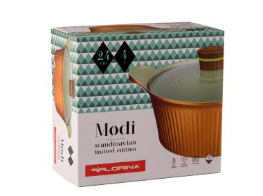 Zdjęcie: Rondel aluminiowy Modi 24 cm - 4 L z pokrywką FLORINA