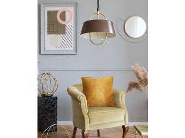 Zdjęcie: Poszewka welwetowa ze złotym nadrukiem oh my chic musztardowo-złoty 45x45 cm CHIC HOME