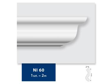 Zdjęcie: Listwa sufitowa z polistyrenu NI 60, 2 sztuki 200x6,0x1,6 cm biały DMS