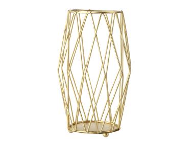 Zdjęcie: Świecznik szprosowy metalowy 10x10x17 cm złoty ALTOMDESIGN