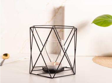 Zdjęcie: Świecznik metalowy geometryczny 15x15x16,5 czm czarny ALTOMDESIGN