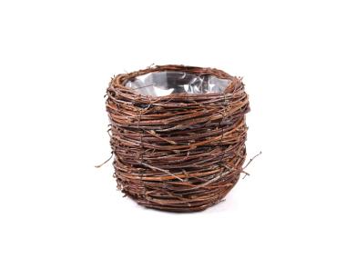 Zdjęcie: Osłonka z brzozy na doniczkę z folią 14x14x12 cm TIN TOURS