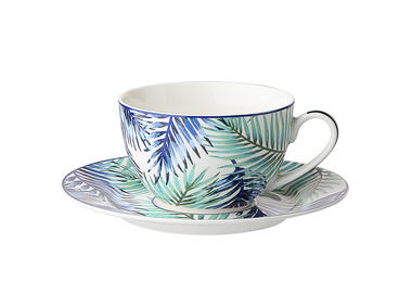 Zdjęcie: Filiżanka 200 ml ze spodkiem 15 cm nbc w opasce pvc Botanical ALTOMDESIGN