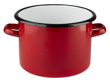 Zdjęcie: Garnek emaliowany gładki 22 cm - 7 L czerwony EMALIA PLESZEW