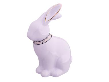 Zdjęcie: Figurka porcelanowa zając ze złotą opaską 12x7x17,5 cm ALTOMDESIGN