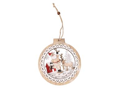 Zdjęcie: Zawieszka świąteczna Bombka z mikołajem 13x15/28 cm TIN TOURS