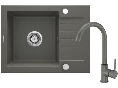 Zlewozmywak granitowy ZQZ T11A, bateria BEN T62M DEANTE