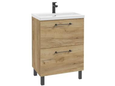 Zdjęcie: Zestaw szafka z umywalką Lido 60 cm dąb craft złoty DEFRA