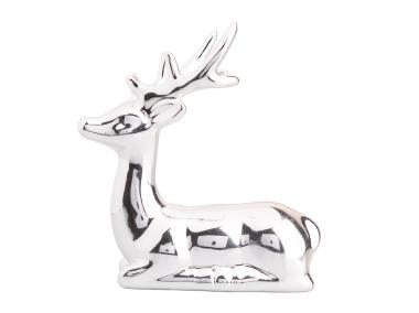 Zdjęcie: Figurka porcelanowa Renifer 13,5x7,5x14 cm srebrna ALTOMDESIGN