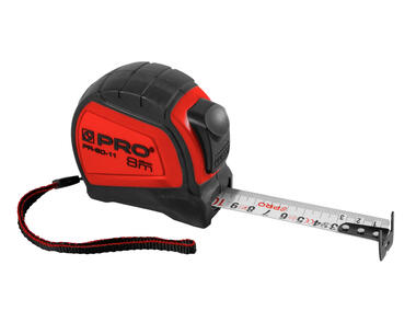 Zdjęcie: Miara zwijana PR-60-11, hamulec odwrotny, nylon, dwustronna, 8 m- 25 mm PRO