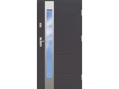 Zdjęcie: Drzwi zewnętrzne stalowo-drewniane Disting Nicolo 35B Antracyt 90 cm prawe KR CENTER