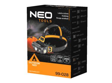 Zdjęcie: Latarka czołowa akumulatorowa USB 1000 lm czerwony/niebieski CREE LED + LED NEO