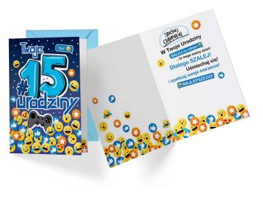 Zdjęcie: Karnet PR-340 Urodziny 15 - cyferki KUKARTKA