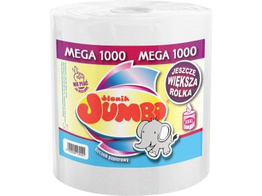 Zdjęcie: Ręcznik papierowy mega 1000 1 rolka 2-warstwowy SŁONIK JUMBO