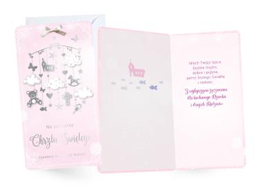 Zdjęcie: Karnet PM-080 Chrzest - różowy KUKARTKA