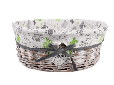 Zdjęcie: Koszyk z materiałem w kaktusy 38x38x14 cm brązowy okrągły TIN TOURS